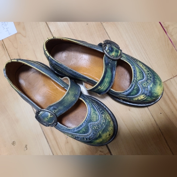 John Fluevog Shoes - John fluevog size 7 Angela Mary janes green acid wash